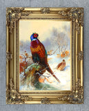 Cock & Hen Pheasant in a Wintry Wood - Fine Lithograph on Canvas after Thorburn