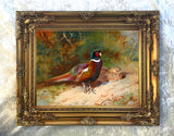 Fine Lithograph on Canvas - A Cock and Hen Pheasant in Autumn