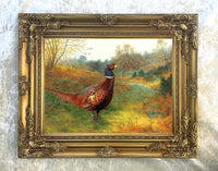A Cock Pheasant in Woodland - Fine Oleograph on Canvas after Thorburn