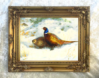 Fine Lithograph on Canvas - Pheasants in a Snowy Thicket aft. Thorburn
