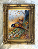 Fine Oleograph on Canvas of Pheasants in a Thicket aft. Thorburn