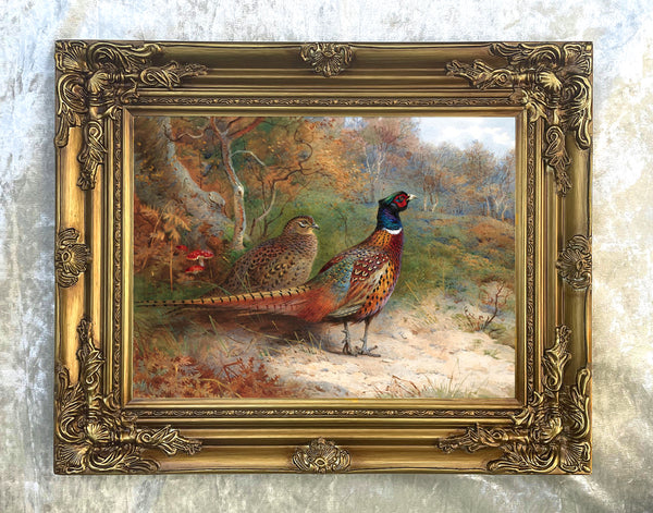 Pheasants in a Clearing - Fine Lithograph on Canvas aft. Thorburn