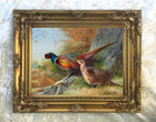 Fine Lithograph on Canvas - A Cock & Hen Pheasant by an Oak Tree