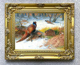 "Pheasants in a Winter Wood" Fine Oleograph on Canvas after Thorburn