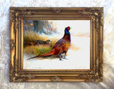 Pheasants in Winter  - Fine Oleograph on Canvas after Thorburn
