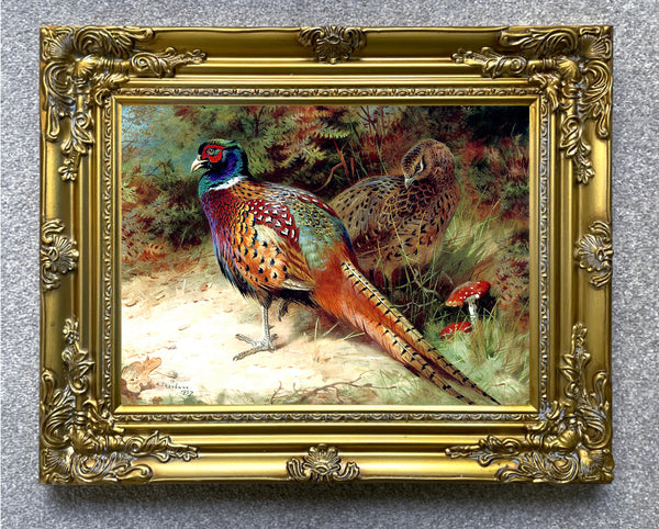 Pheasants in a Copse - Fine Oleograph on Canvas after Thorburn