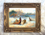 Fine Lithograph on Canvas - Pheasants in an Extensive Landscape