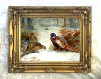 "Pheasants in a Wintry Copse" Fine Oleograph on Canvas after Thorburn