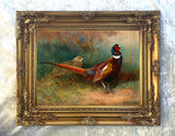 Fine Lithograph on Canvas - Cock & Hen Pheasant in a Woodland Copse aft. Thorburn