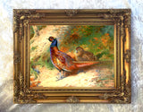 Fine Lithograph on Canvas - A Cock & Hen Pheasant in a Thicket aft. Thorburn