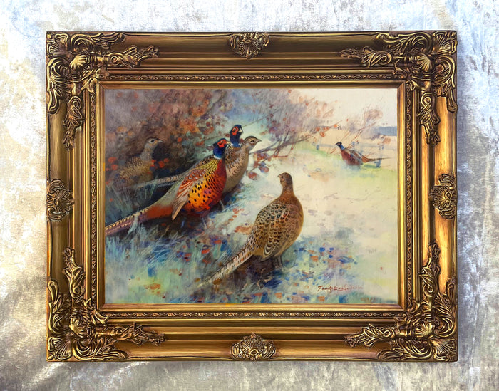 Fine Lithograph on Canvas - Pheasants in a Copse aft. Frank Southgate