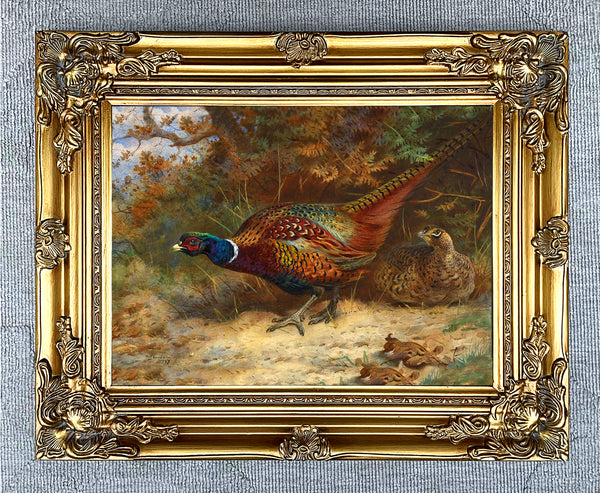 Fine Lithograph on Canvas - Pheasants in a Thicket aft. Thorburn