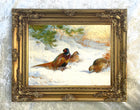Pheasants in a Snowy Woodland Landscape - Fine Lithograph on Canvas after Thorburn