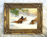 Pheasants in a Snowy Woodland Landscape - Fine Lithograph on Canvas after Thorburn