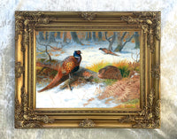 "Pheasants in a Winter Wood" Fine Oleograph on Canvas after Thorburn