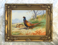 Fine Lithograph on Canvas of a Cock Pheasant & Hen aft. Thorburn