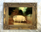 Oleograph on Canvas of a Prize Pig in a Yard