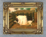 Fine Oleograph on Canvas Portrait of a Prize Pig in a Farm Yard