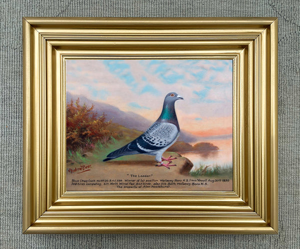 Fine Oleograph on Canvas of "The Leader" - A Racing Pigeon
