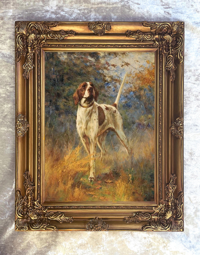 Gilt Framed Oleograph of an English Pointer