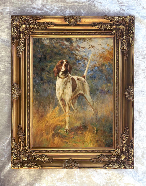Gilt Framed Oleograph of an English Pointer