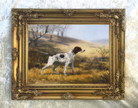 Gilt Framed Oleograph of an English Pointer in a Rural Landscape