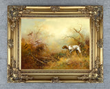 Gilt Framed Oleograph of an English Pointer Putting up Game