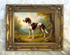 Fine Oleograph on Canvas - German Pointer in a Woodland Landscape