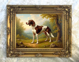 Fine Oleograph on Canvas - German Pointer in a Woodland Landscape