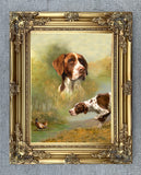 Fine Gilt Framed Oleograph Study of an English Pointer in the Field