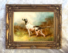 Ornate Gilt Framed Oleograph of a Pointer in a Moorland Landscape