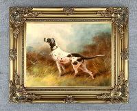 Ornate Gilt Framed Oleograph of a Pointer in a Moorland Landscape