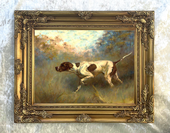 Fine Lithograph on Canvas of an English Pointer - 