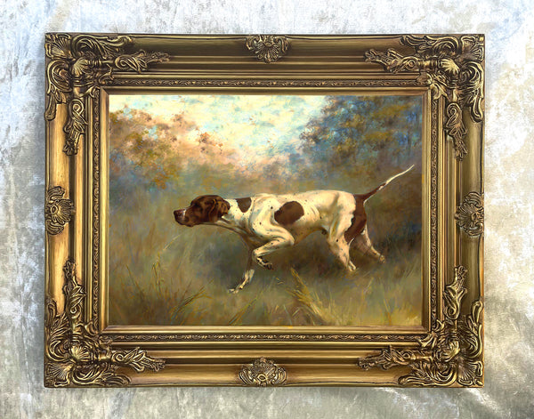 Fine Lithograph on Canvas of an English Pointer - "On Point"