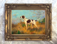 Gilt Framed Oleograph of an English Pointer in a Landscape