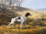 Gilt Framed Oleograph of an English Pointer in a Rural Landscape