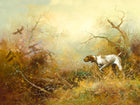 Fine Gilt Framed Oleograph of an English Pointer Putting up Game