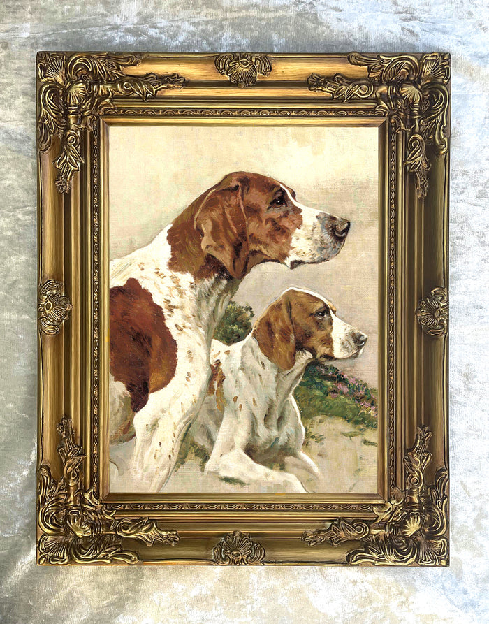 Gilt Framed Oleograph of English Pointers