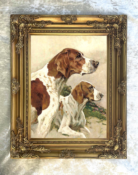 Gilt Framed Oleograph of English Pointers