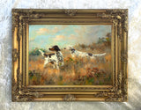 Fine Oleograph on Canvas - A Pair of Pointers in a Moorland Landscape