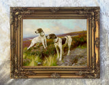 Fine Oleograph on Canvas of English Pointers in a Landscape "On Point"