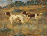 Fine Oleograph on Canvas - A Pair of Pointers in a Moorland Landscape after P.L.Rosseau