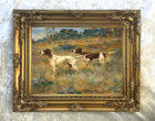 Fine Oleograph on Canvas - A Pair of Pointers in a Moorland Landscape after P.L.Rosseau