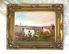 Fine Gilt Framed Lithograph - Pair of Pointers at work in a Landscape