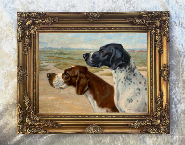 Fine Oleograph on Canvas of a Pair of Pointers