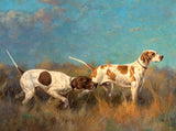 Fine Oleograph on Canvas of a Pair of Pointers on a Moor