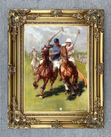 Fine Oleograph on Canvas of Polo Players