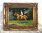Fine Oleograph on Canvas of a Polo Player on a Chestnut Pony