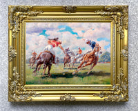 Fine Oleograph on Canvas of a Polo Match