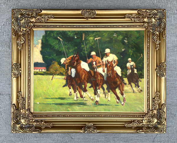 Fine Oleograph on Canvas of a Polo Match